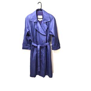 VTG London Fog Purple Trench Coat 12P Belted Double Breasted Raincoat Color Pop